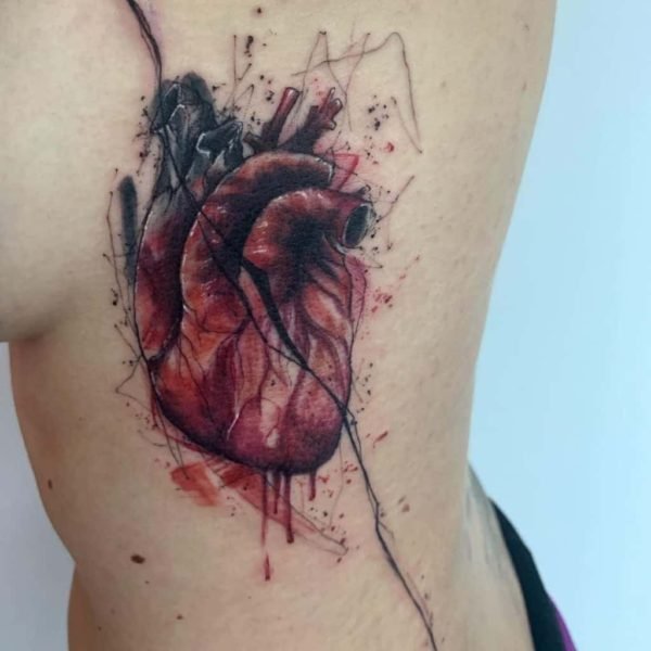 Side Boob Traditional Anatomical Tattoo
