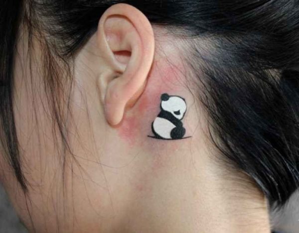 Panda Tattoo Near Ears