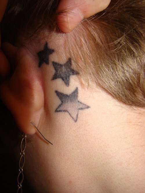 Stars Behind Ear Tattoo