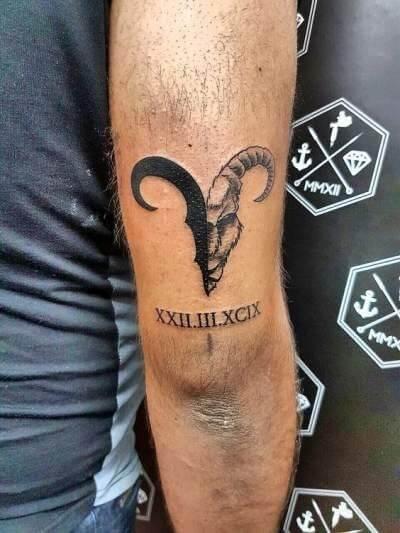 Black And White Aries Tattoo
