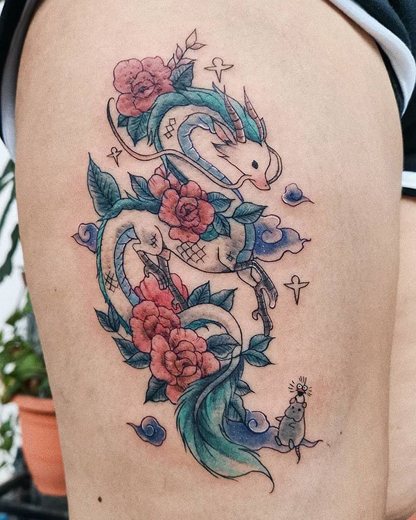 Colored Haku Dragon Tattoo