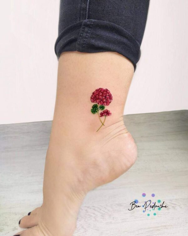 Minimalist Flower Ankle Tattoo