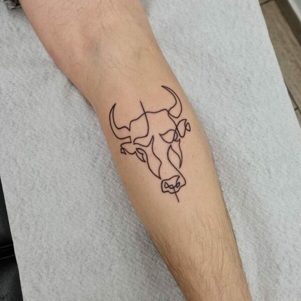 One Line Abstract Taurus Tattoo