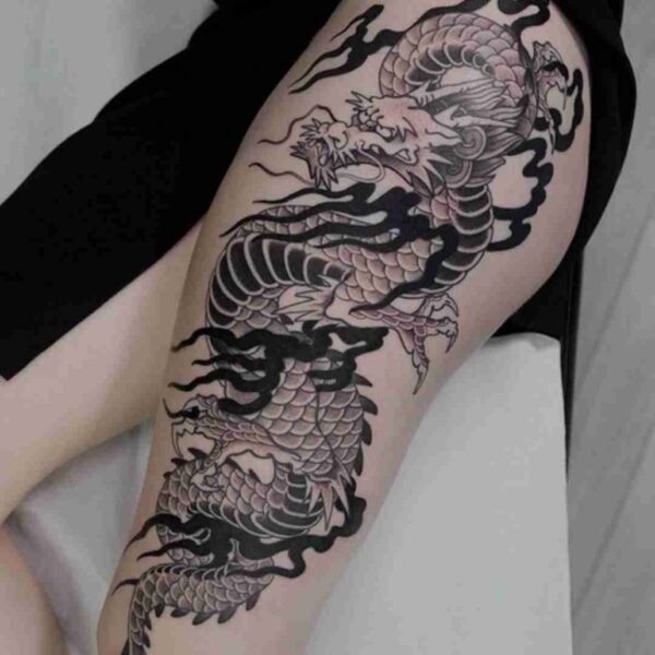 Thigh Japanese Dragon Tattoo
