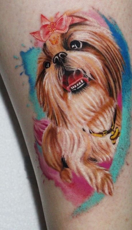 Watercolour Shih Tzu Tattoo