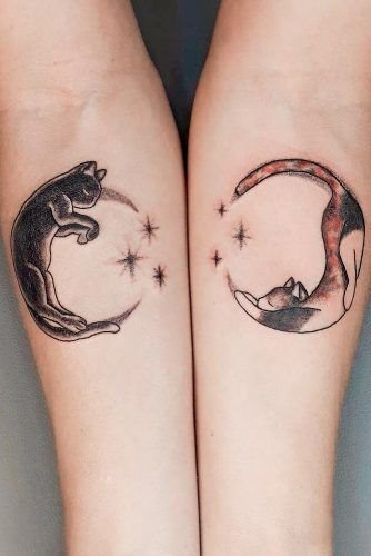 Cat Tattoos Arms Moon