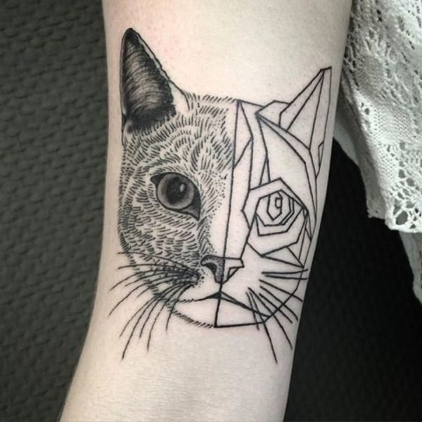 Ink Cool Black Cat Face Tattoo
