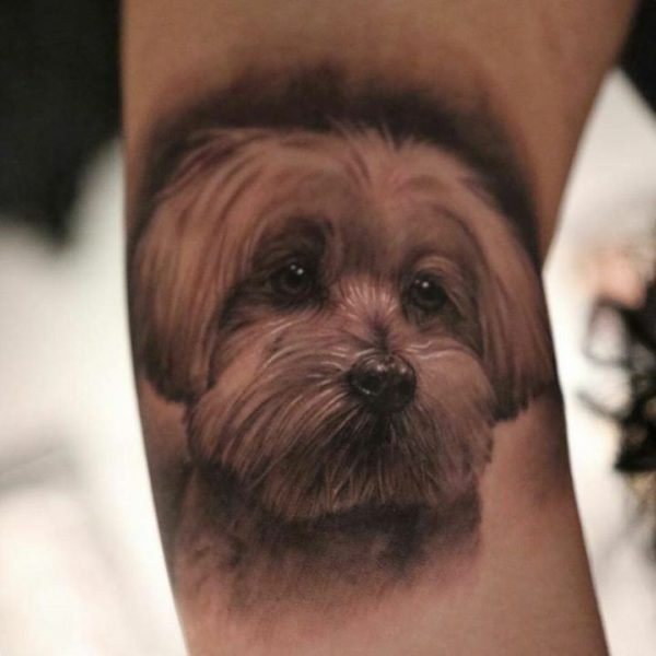 Realistic Portrait Dog Tattoo Design