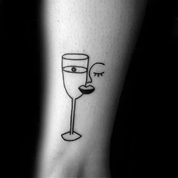Wine Glass Face Tattoo