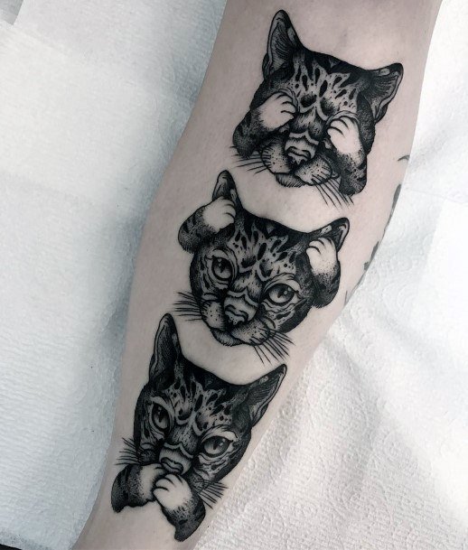 Wise Three Cats Tattoo