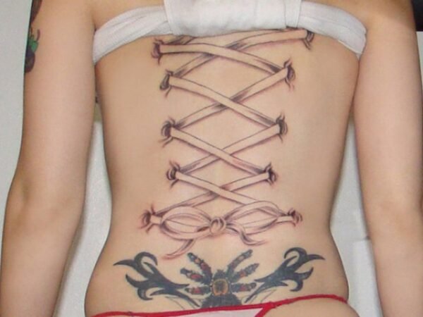 Lace Corset With Bow Tattoo