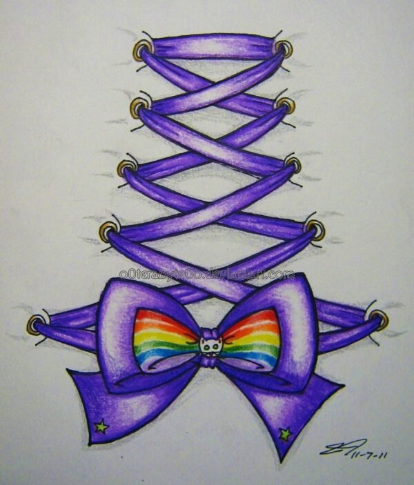 Purple Corset Bow Tattoo