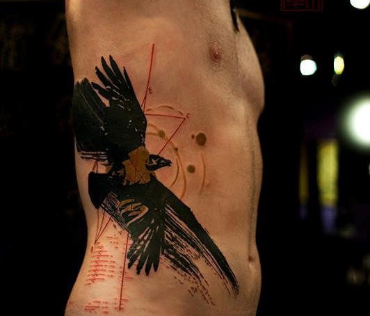 Eagle Bird Rib Tattoos For Men